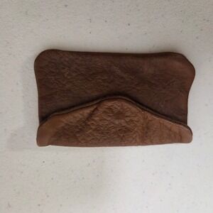 Vintage Brown Pebbled Leather Small Pouch Coin Purse Minimalist Wallet Brown